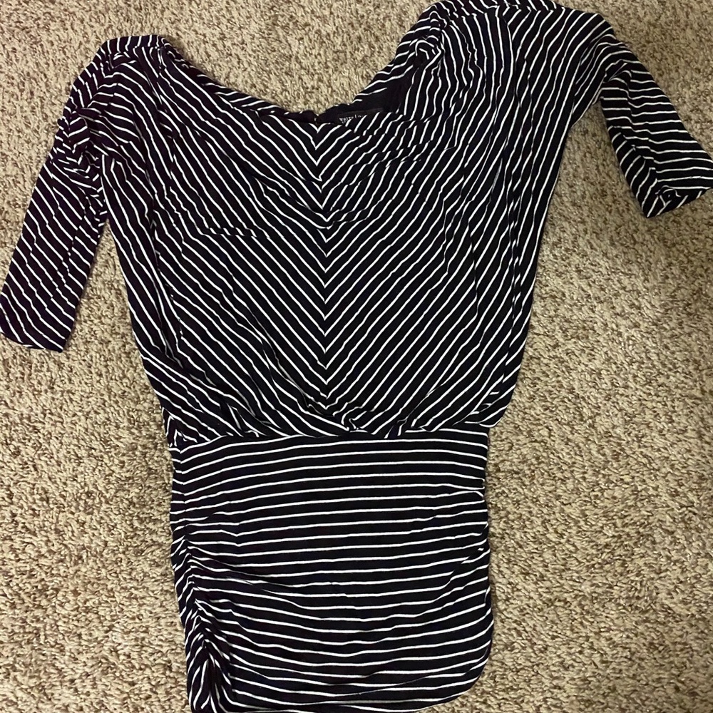 3/4 sleeve black/white dress shirt